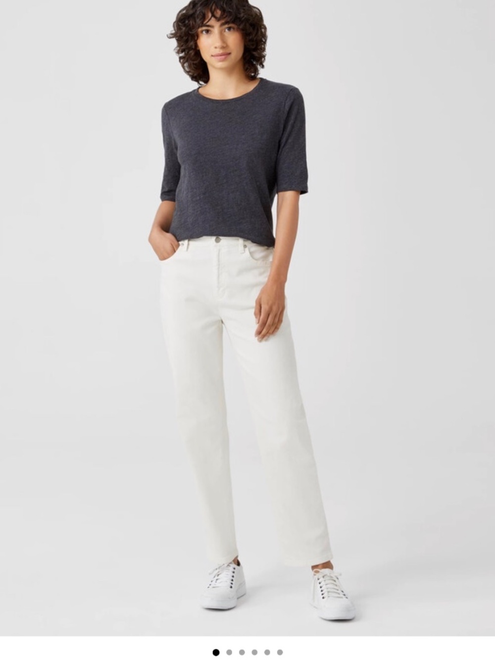 EILEEN FISHER Undyed Organic Cotton Stretch Straight Leg Jean size 10 Ankle